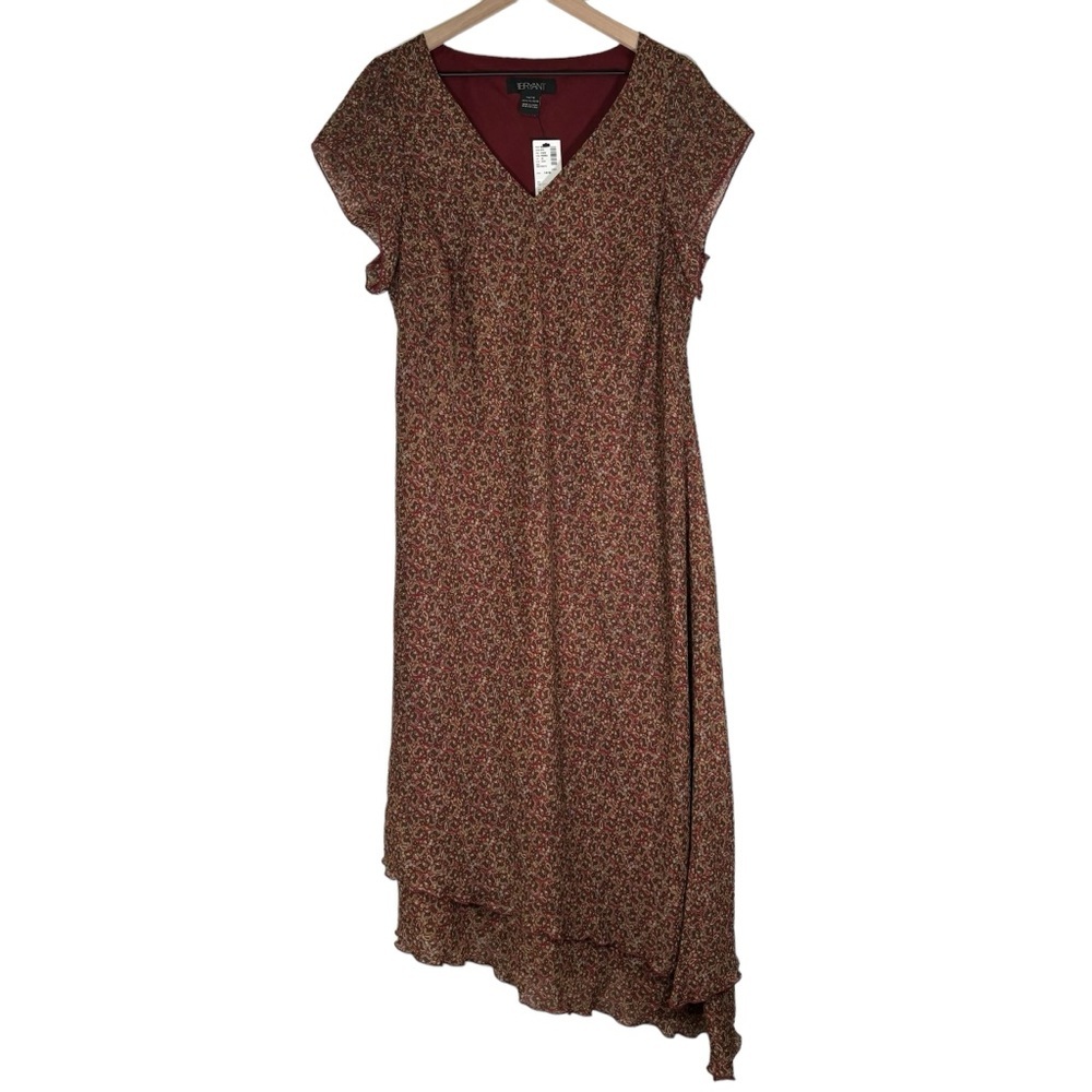 NWT Lane Bryant Dress V-Neck Asymmetrical Hem Flowy Paisley Women’s Size 14/16
